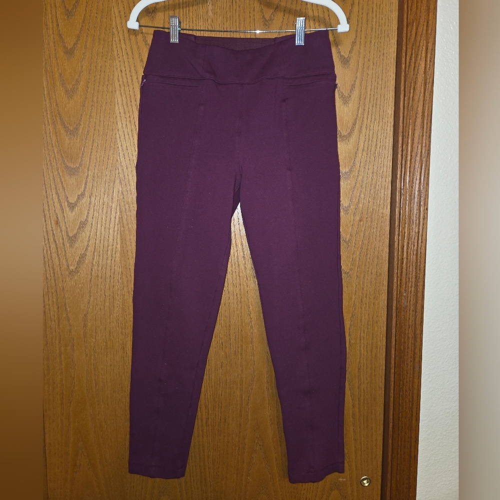 Betabrand Power Down DPYP™ Dress Pant Yoga Pant in Maroon - Size M